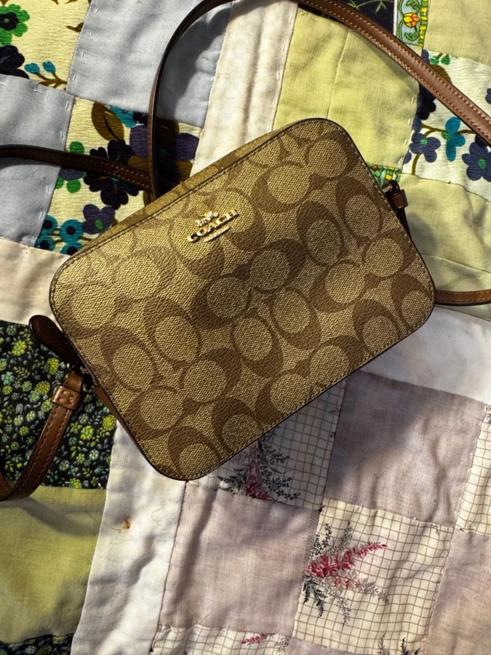 Authentic Coach Mini Camera Bag in Signature Coated Canvas